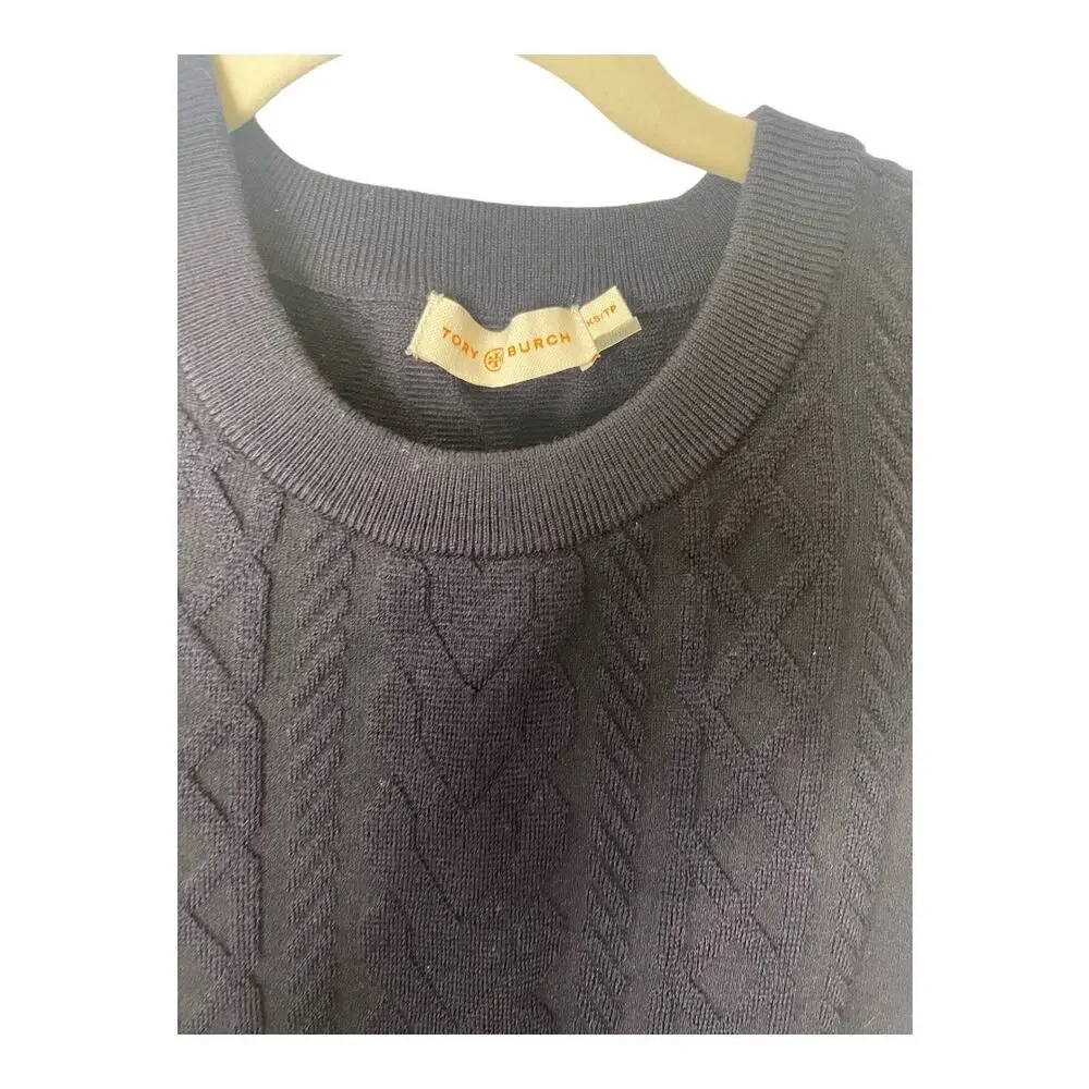 Tory Burch Palais Merino Wool Sweater Dress Cable Knit Party Cocktail Office XS